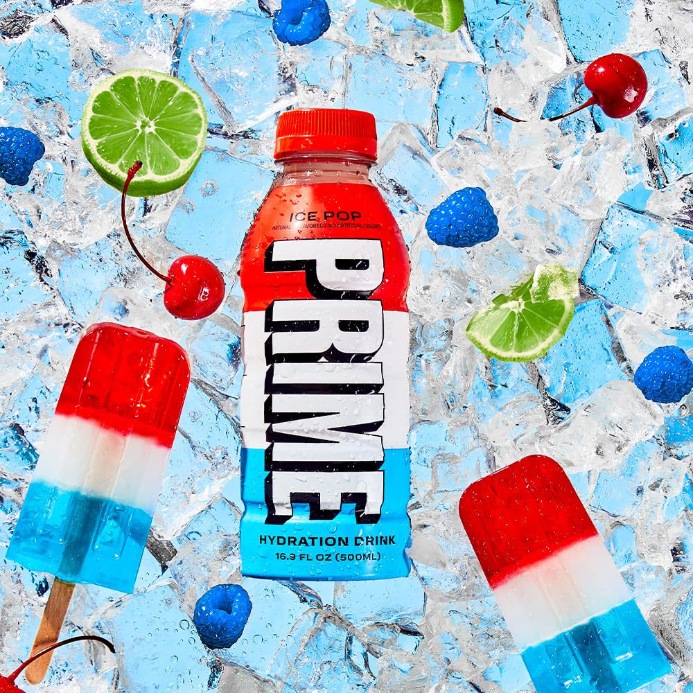 PRIME Hydration Ice Pop Energy Drinks Bottles 500ml (Box Of 12)
