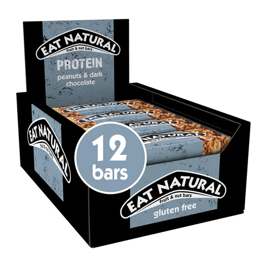 Eat Natural Protein Peanuts & Dark Chocolate Bars 40g x 12 Bars | Gluten Free