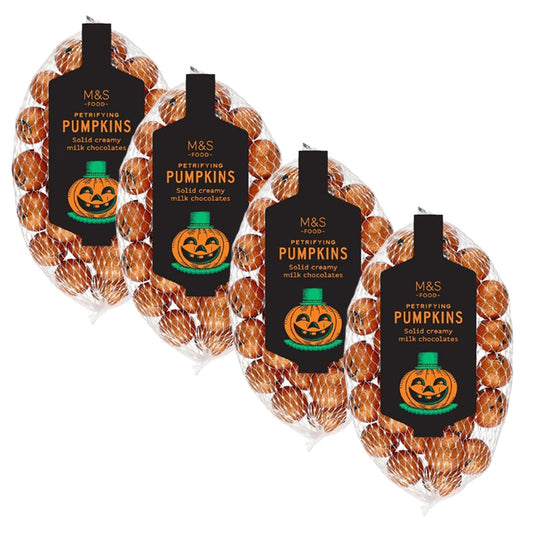 M&S Petrifying Pumpkins Milk Chocolates 130g x 4 Bags – Halloween Treats