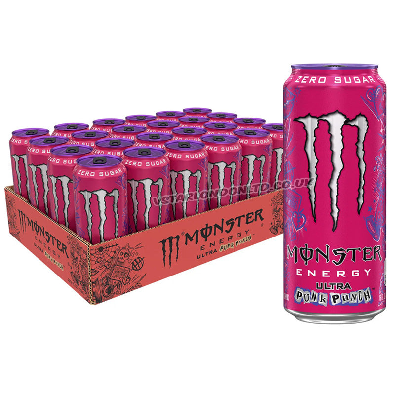 Monster Ultra Punk Punch Zero Sugar Energy Drink 473ml – 12 & 24 Cans