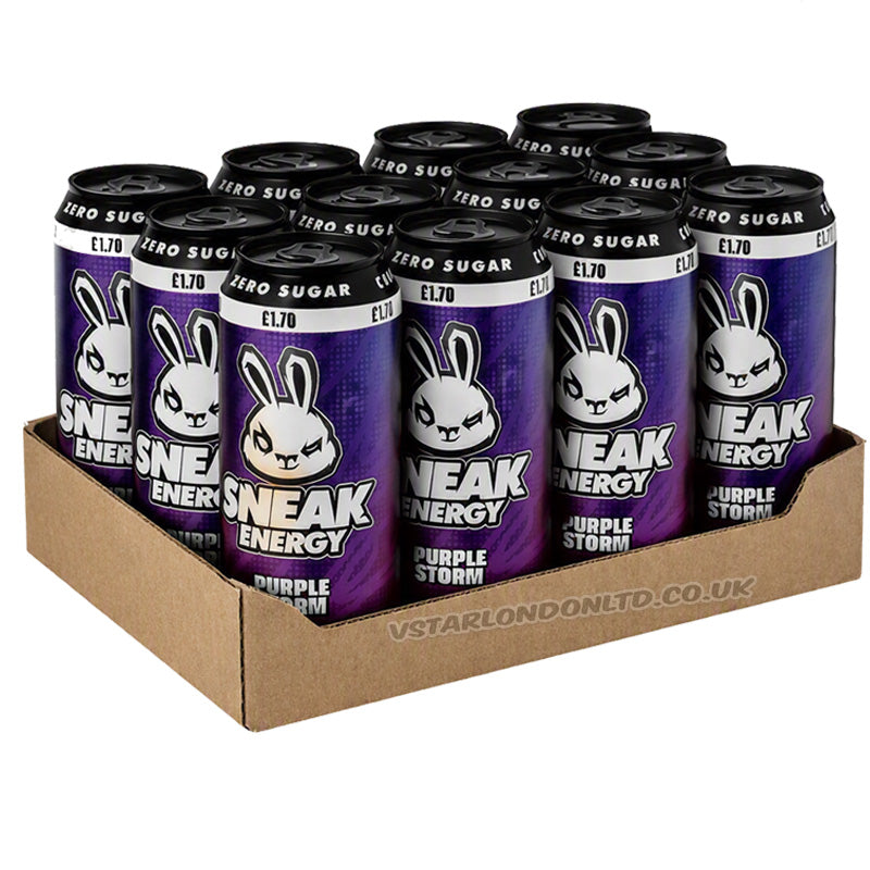 Sneak Energy Purple Storm Berry Flavour Sugar Free  PMP Energy Drink 500ml (12 Cans)
