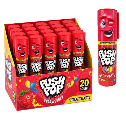 Push Pop Assorted Flavour Lollipops 15g Blackcurrant Strawberry Cola Sweet (Box of 20)