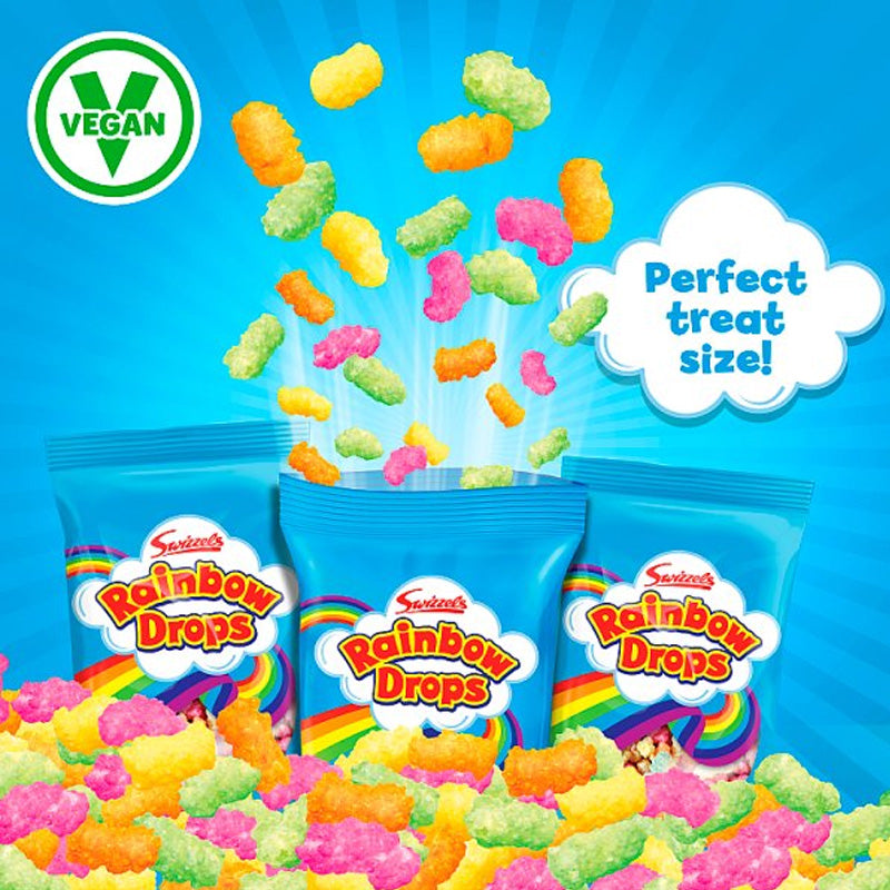 Swizzels Rainbow Drops 32g Sugar Coated Puffed Maize & Rice Sweets Retro Candy (Box of 24 Packs)