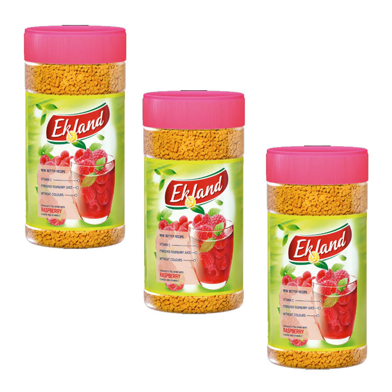 Ekland Instant Tea Drink Assorted Flavours 350g | Raspberry Lemon Peach Multivitamin Forest Fruit | 3 & 6 Bottles Pack