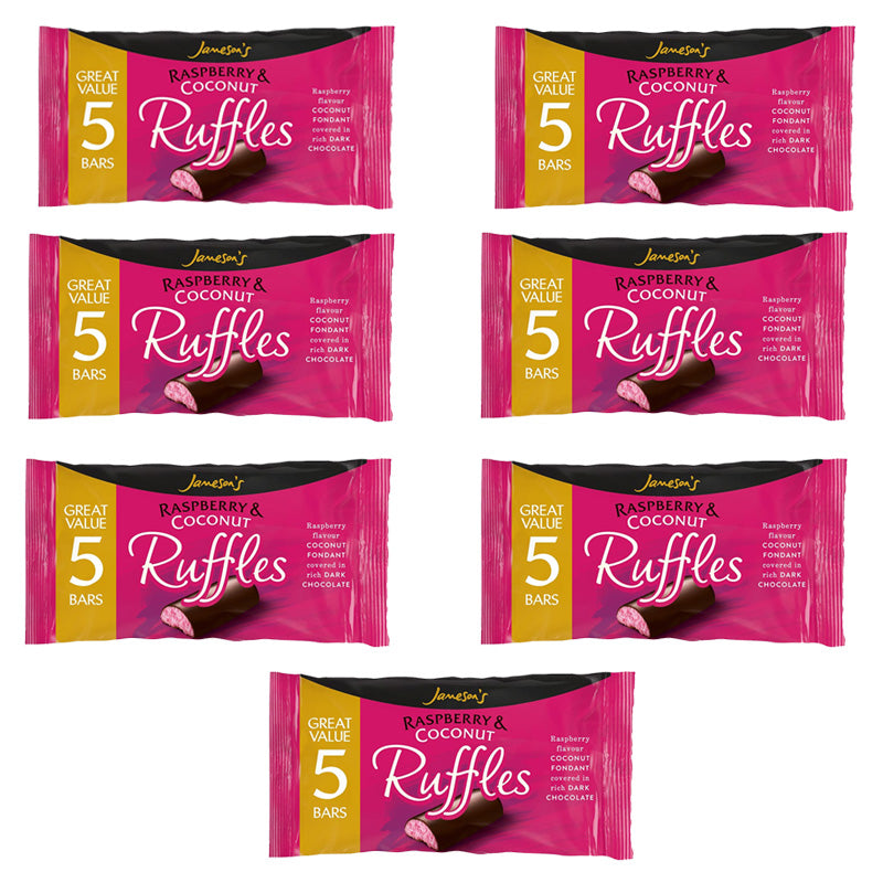 Jameson's Raspberry & Coconut Ruffles 5 Pack (7 Packs Dark Chocolate)