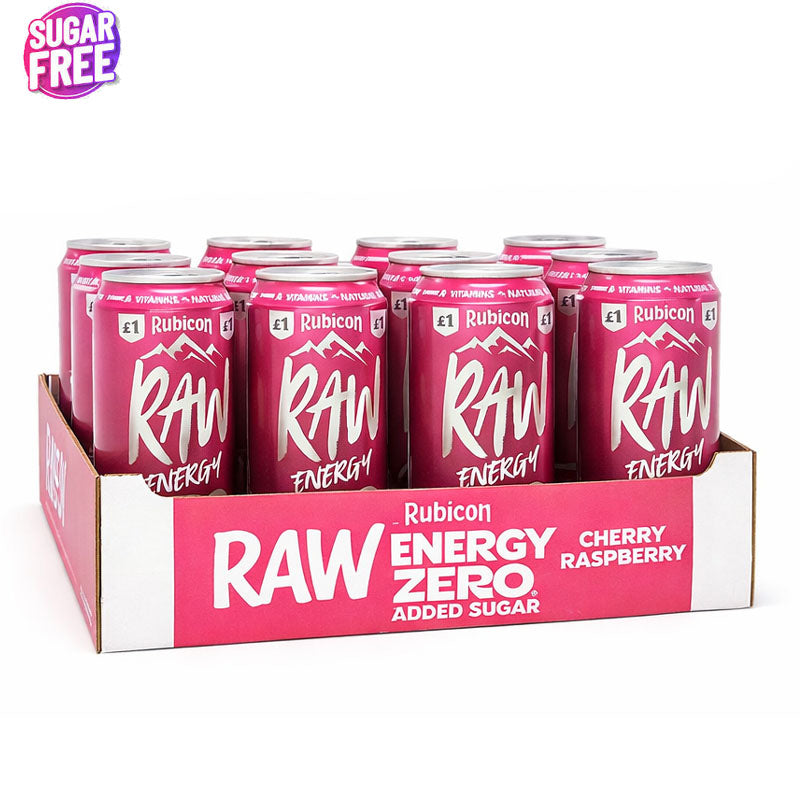 Rubicon Raw Cherry Raspberry PMP 500ml x 12 Bottles Sparkling Soft Drink Zero Sugar