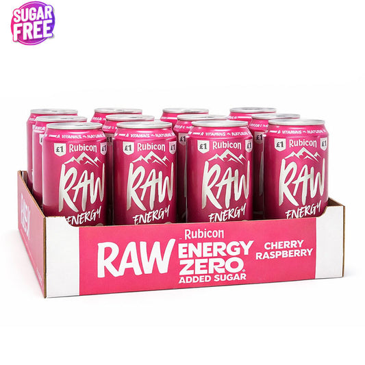 Rubicon Raw Cherry Raspberry PMP 500ml x 12 Bottles Sparkling Soft Drink Zero Sugar