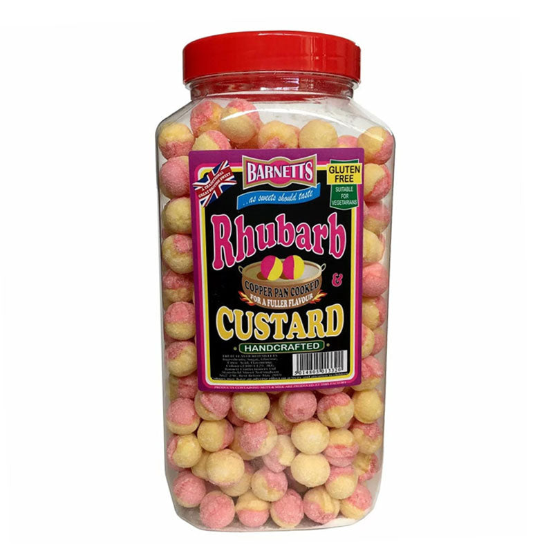 Barnetts Rhubarb & Custard Boiled Sweets 3kg Jar Bulk Traditional Hard Candy