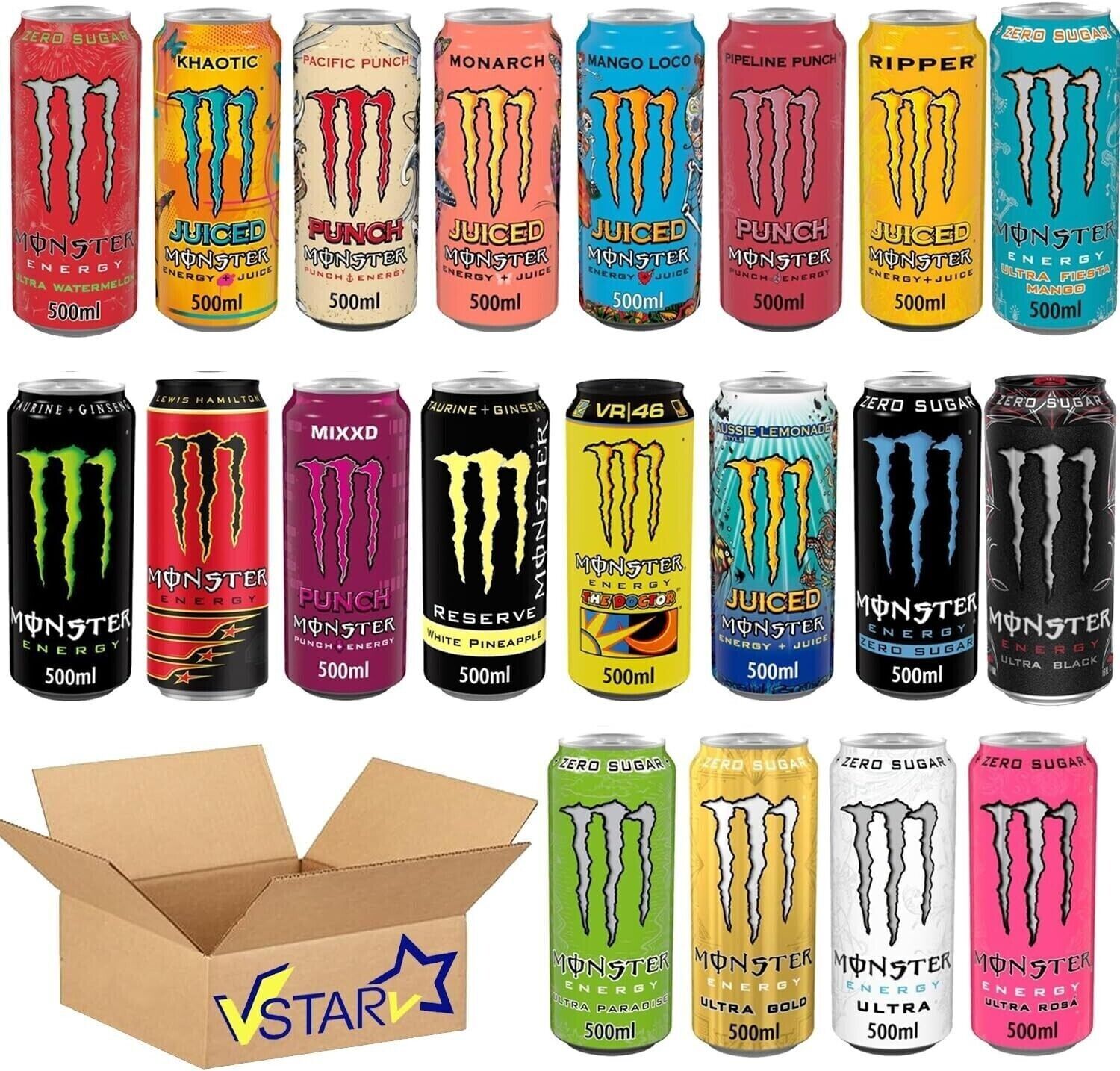 Monster Energy Drink Variety Pack Flavors 3 x 500ml Cans – UK Cash ...