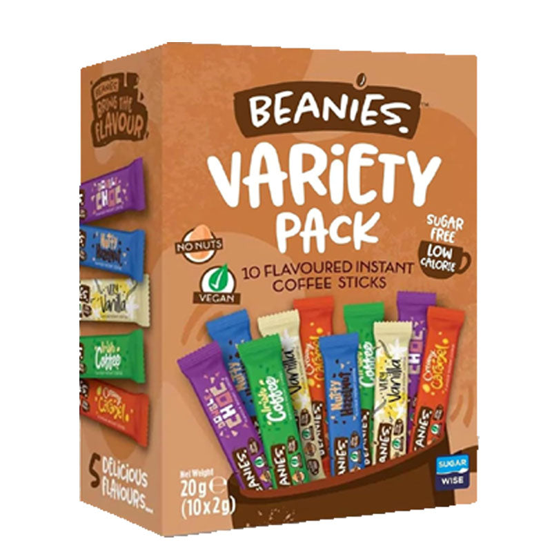 Beanies Variety Sachets 10 x 2g Packs 20g | Box of 12 & 24 | Sugar Free Low Calorie Instant Coffee