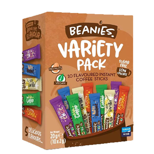 Beanies Variety Sachets 10 x 2g Packs 20g | Box of 12 & 24 | Sugar Free Low Calorie Instant Coffee