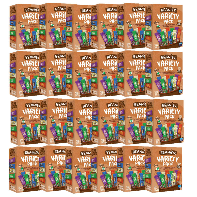 Beanies Variety Sachets 10 x 2g Packs 20g | Box of 12 & 24 | Sugar Free Low Calorie Instant Coffee