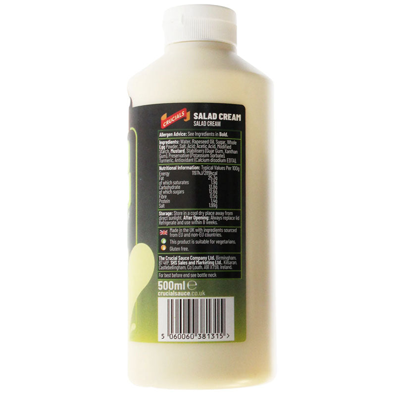 Crucials Salad Cream Sauce 500ml Bottles (Box of 3 Bottles)