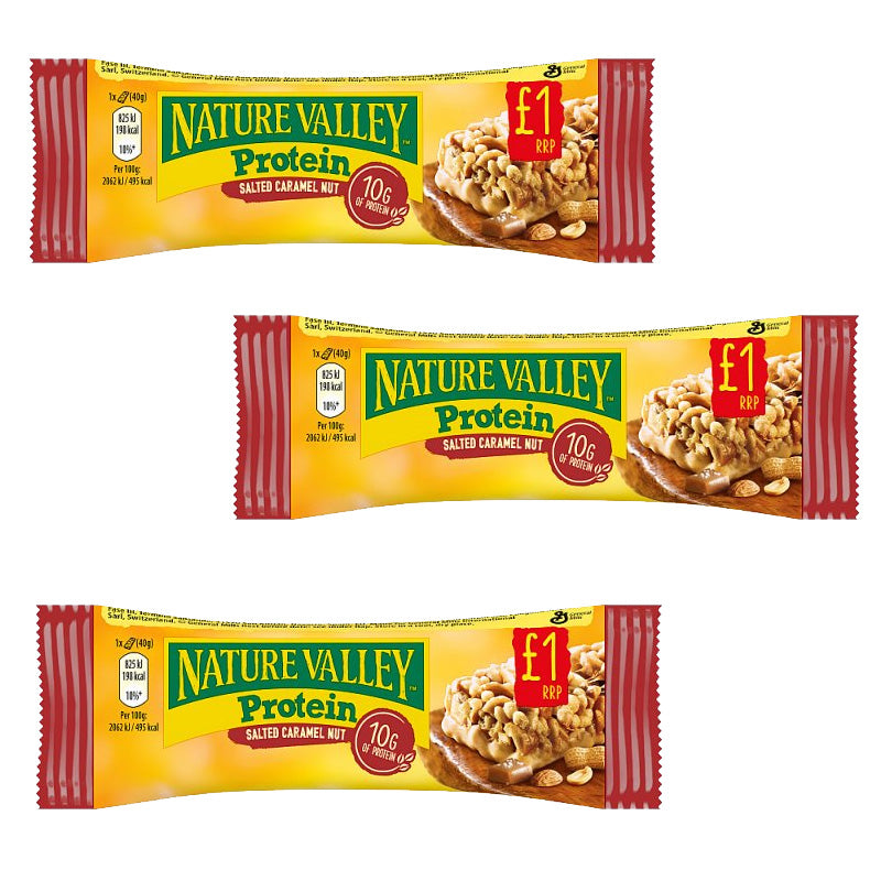 Nature Valley Protein Salted Caramel Nut 40g x 12 Bars | 10g Protein | Gluten Free PMP pack