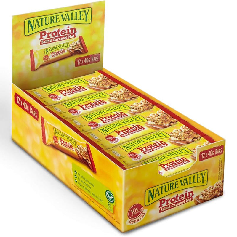 Nature Valley Protein Salted Caramel Nut 40g x 12 Bars | 10g Protein | Gluten Free PMP pack