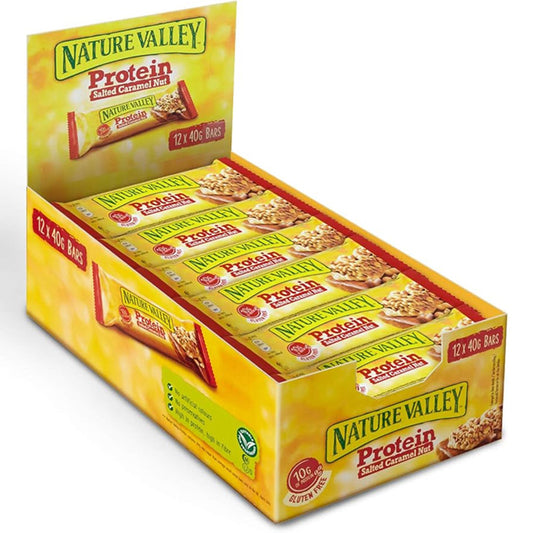 Nature Valley Protein Salted Caramel Nut 40g x 12 Bars | 10g Protein | Gluten Free PMP pack