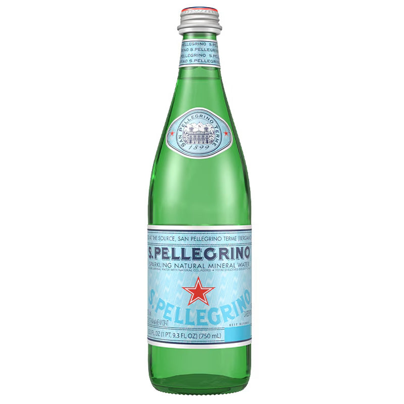 San Pellegrino Sparkling Natural Mineral Water Glass Bottles 750ml Premium Italian Water (Box of 12 Bottles)