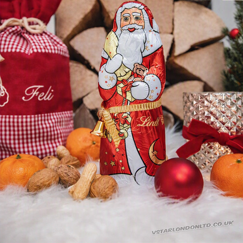 Lindt Milk Chocolate Santa Mini Drum (67 Santas x 10g) – 670g Christmas Chocolates