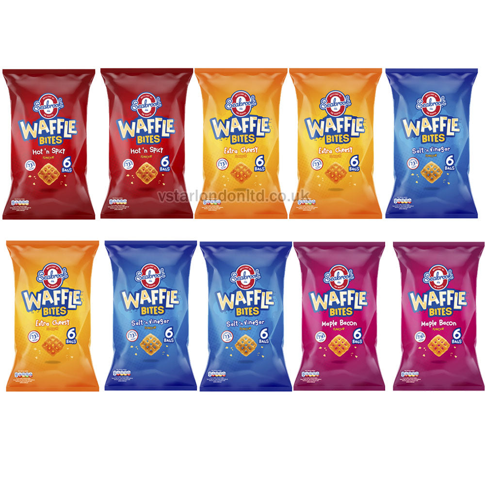 Seabrook Waffle Bites Multipack – 10 Packs (6 x 16g) – Assorted Flavours