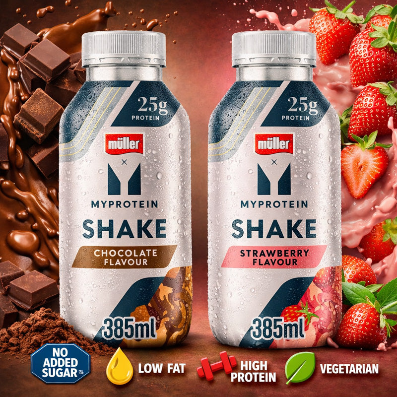Muller Myprotein High Protein Shake Chocolate Strawberry 385ml (Box of 8 Bottles)