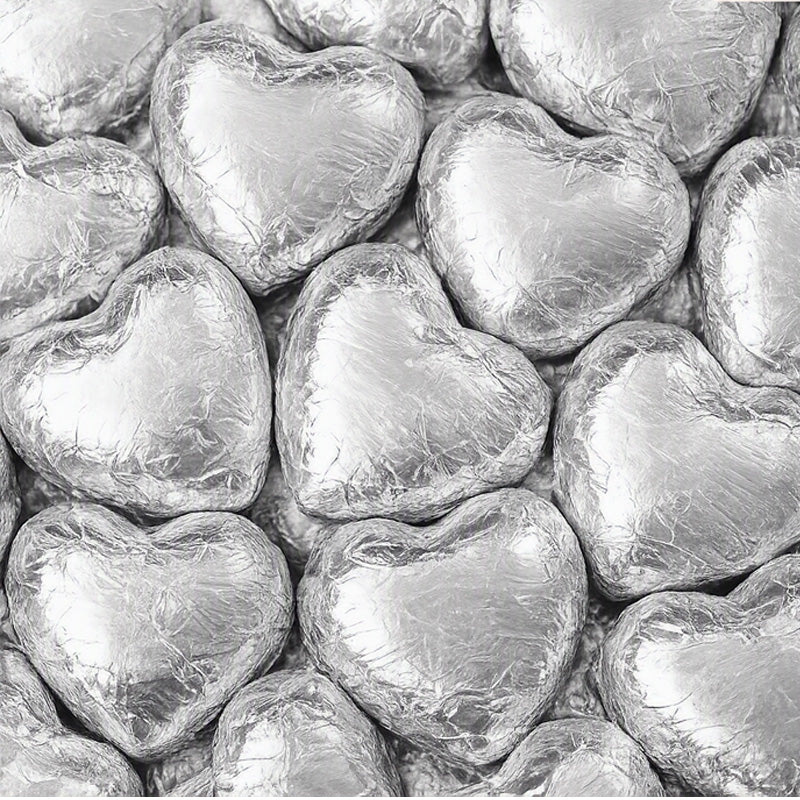 Whitakers Silver Foiled Chocolate Hearts 1kg, 2kg, 3kg & 10kg Bulk Chocolate Sweets