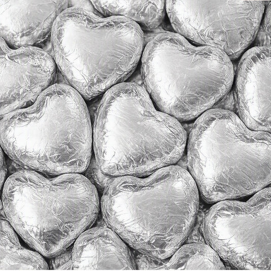 Whitakers Silver Foiled Chocolate Hearts 1kg, 2kg, 3kg & 10kg Bulk Chocolate Sweets
