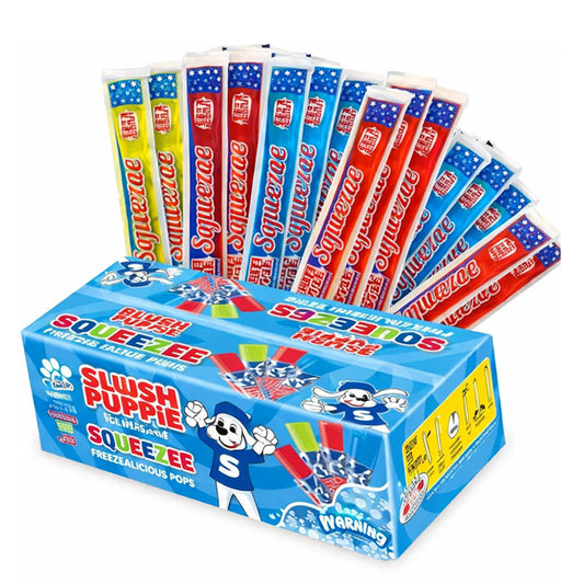 Slush Puppie Squeezee Freezalicous Ice Pops 60ml Fruit Flavoured Freeze (Box of 50 Packs)