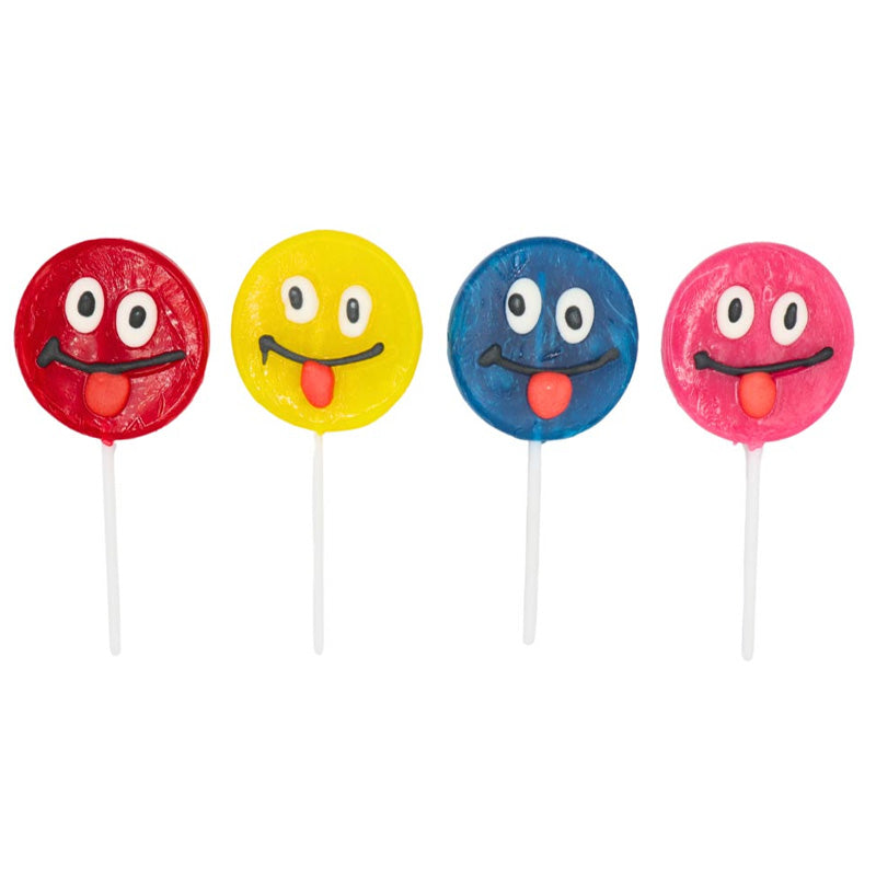 Candy Realms Smiley Face Lollipops 50g x 24 – Mixed Fruit Flavour Sweets