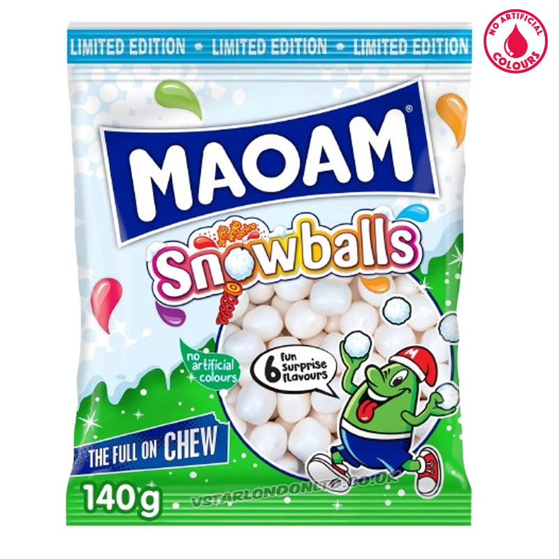 MAOAM Snowballs 140g x 5 Packs – Chewy Sweets 6 Surprise Flavours