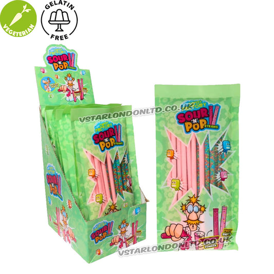 Crazy Candy Factory Sour n Pop Straws 80g (Box of 12)