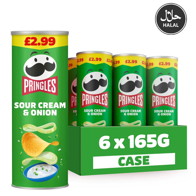 Pringles Sharing Crisps 165g PMP 6 Tins – Original, Texas BBQ, Sour Cream & Onion, Salt & Vinegar & More