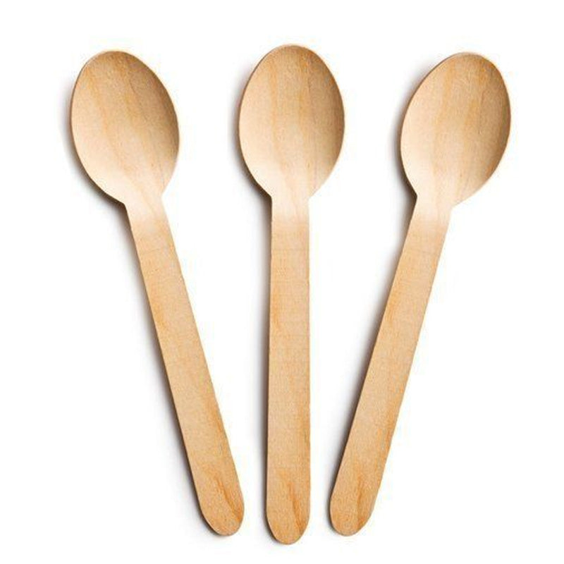 CaterPro Wooden Dessert Spoons Birch Wood Pack of 100 Spoons