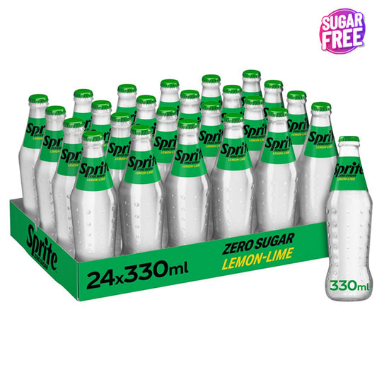 Sprite Zero Sugar Lemon Lime Soft Drink 330ml (Box of 24 Glass Bottles)
