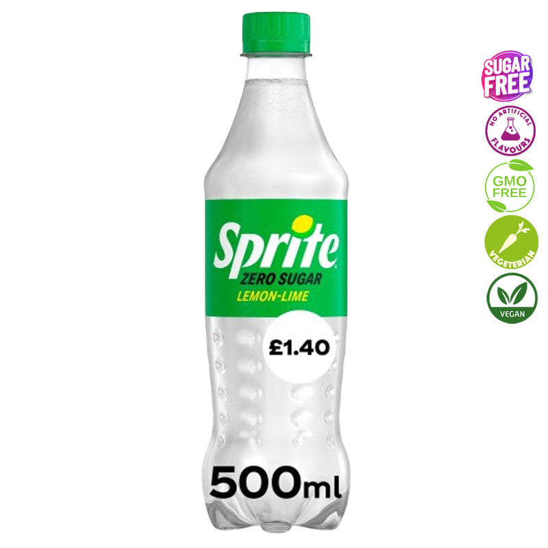 Sprite Zero Sugar Lemon Lime 500ml PMP Bottles Soft Drink (Box of 12 Bottles)