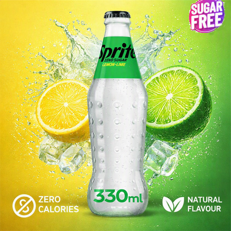 Sprite Zero Sugar Lemon Lime Soft Drink 330ml (Box of 24 Glass Bottles)
