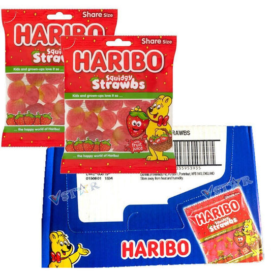 Haribo Squidgy Strawbs Share Bag 160g (Box Of 12)