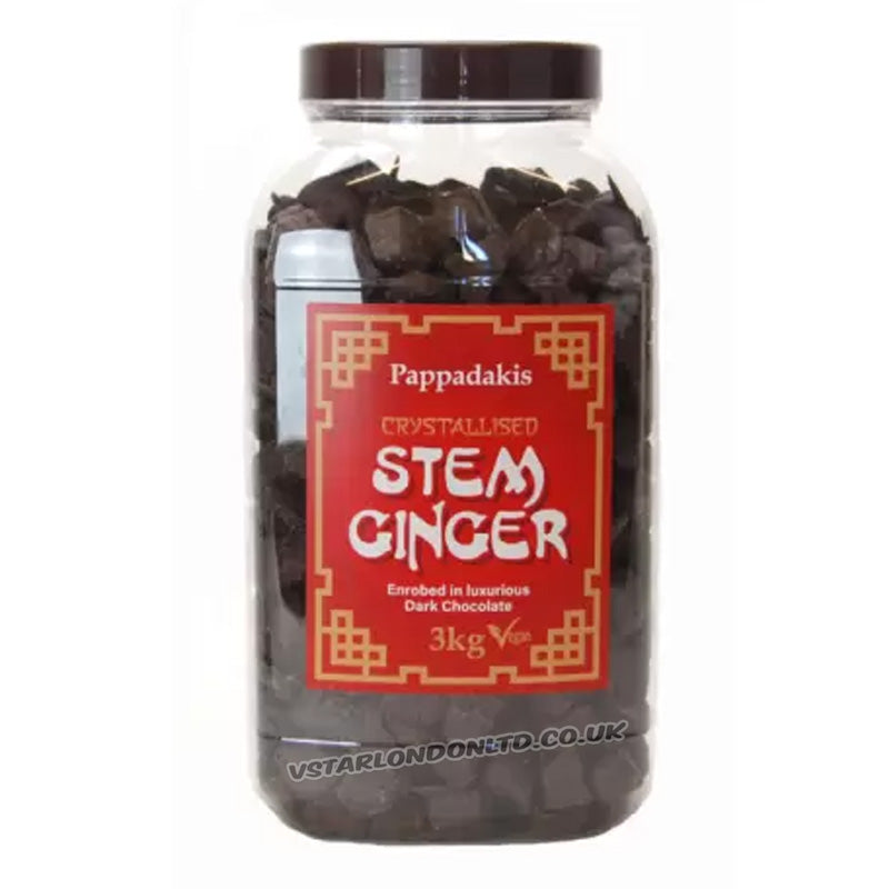 Pappadakis Dark Chocolate Ginger Jar 3kg Chocolate Covered Ginger