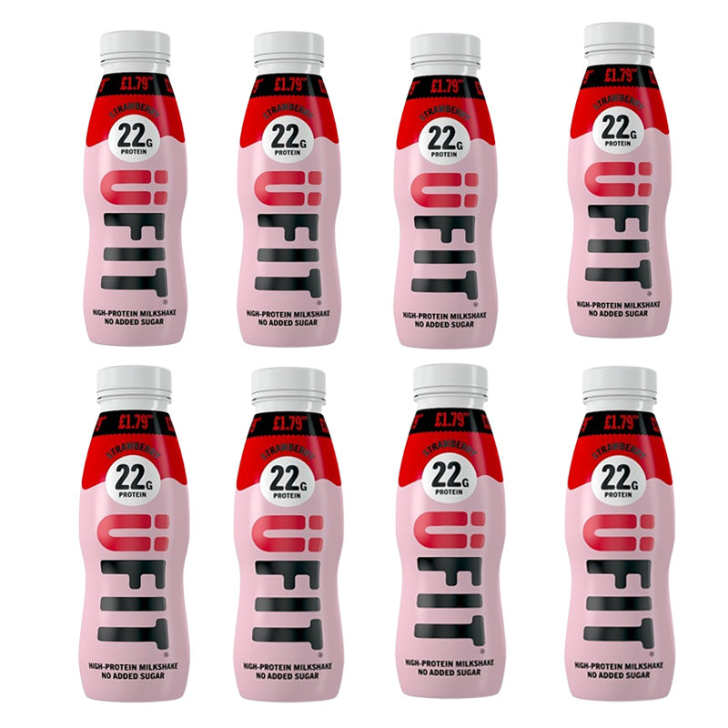 ÜFit High Protein Milkshake 310ml Chocolate & Strawberry Flavours (Box of 8 Bottles)