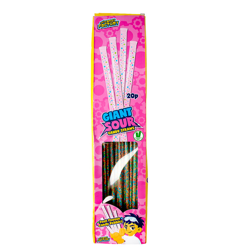 Crazy Candy Factory Giant Sour Candy Straws 12g x 100 – Fruit Flavour Vegetarian Sweets