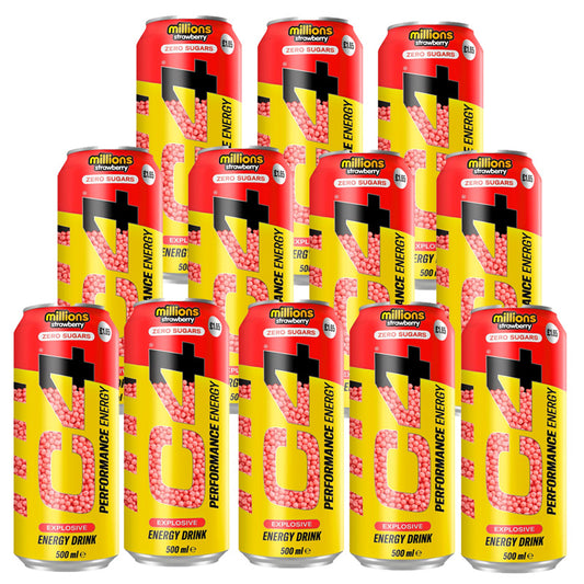 C4 Millions Strawberry Zero Sugar Energy Drink 500ml x 12 Cans