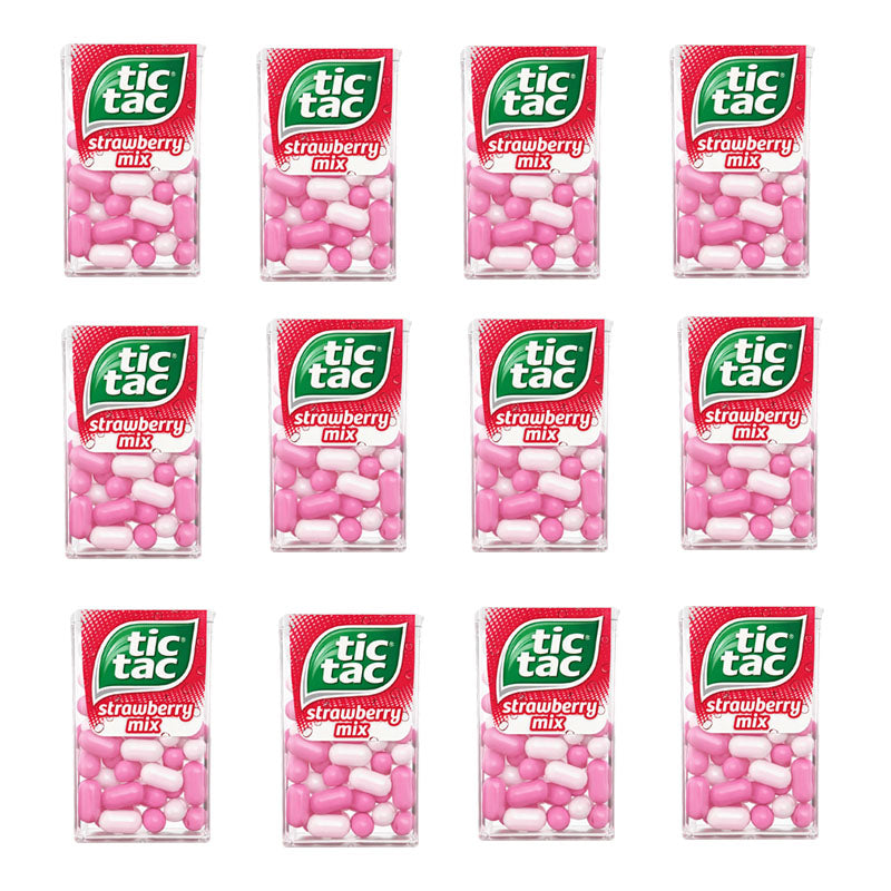 Tic Tac Strawberry Mix 18g Fresh Mint Candy (Box of 12 & 24 Packs)
