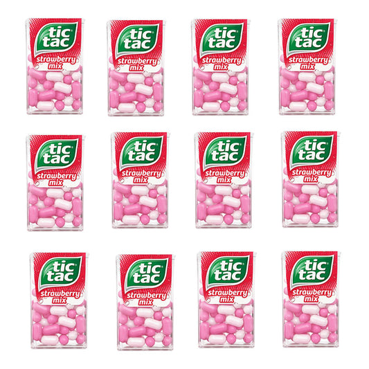 Tic Tac Strawberry Mix 18g Fresh Mint Candy (Box of 12 & 24 Packs)