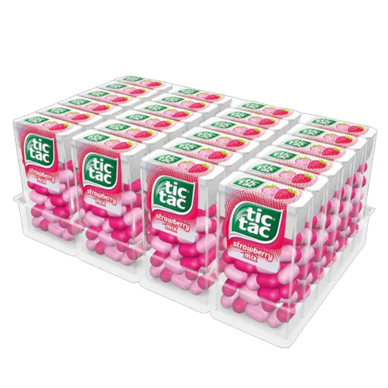 Tic Tac Strawberry Mix 18g Fresh Mint Candy (Box of 12 & 24 Packs)