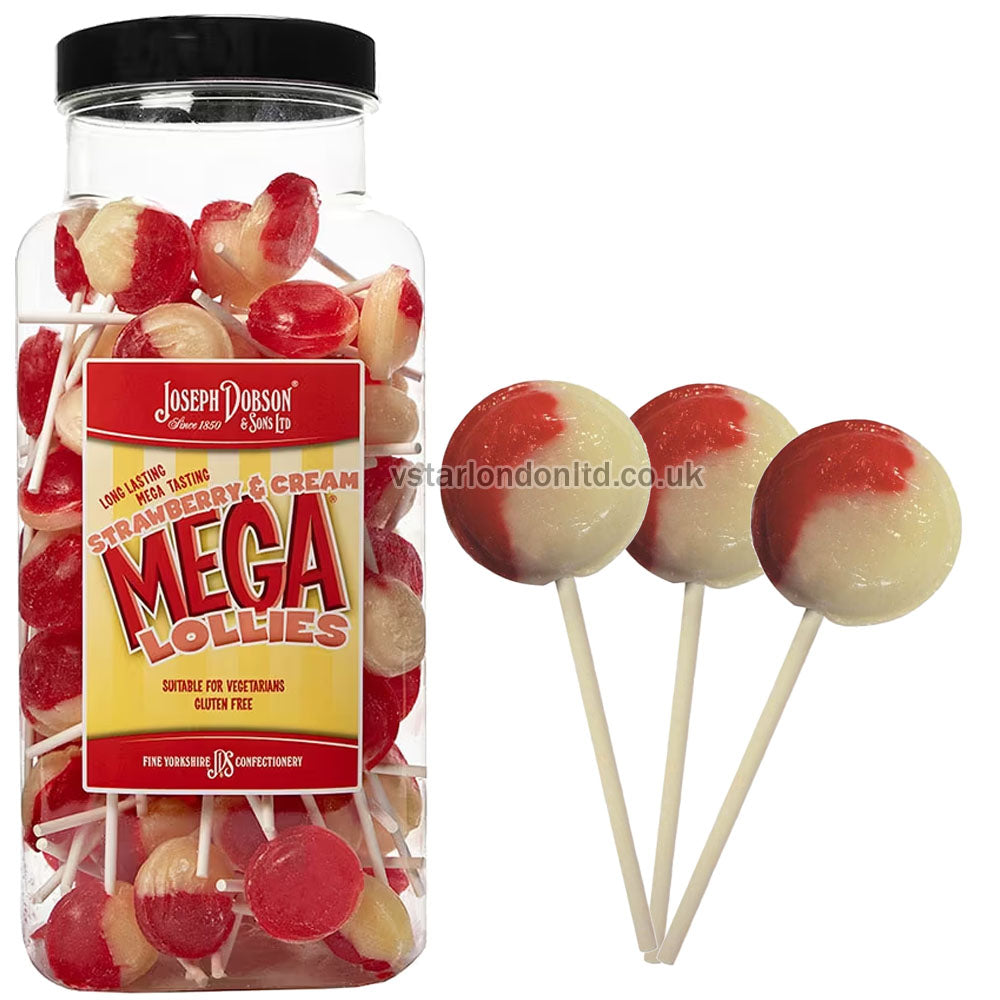 Joseph Dobson & Sons Mega Lollies Jar – Assorted Flavours & Sizes
