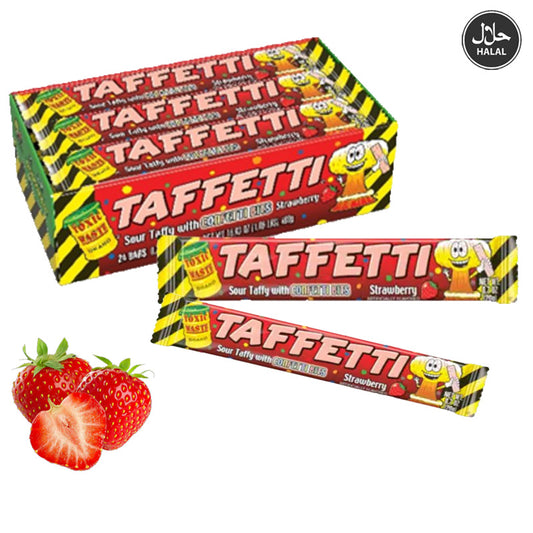 Toxic Waste Tafetti Chew Bar 20g Strawberry Blue Raspberry Apple Flavours (Box of 24 Bars)
