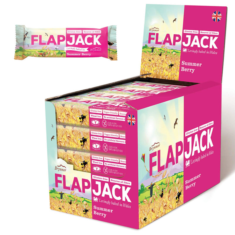 Brynmor Flap Jack Bars 80g Chocolate Caramel Fudge Summer Berry (10 & 20 Bars) Gluten Free