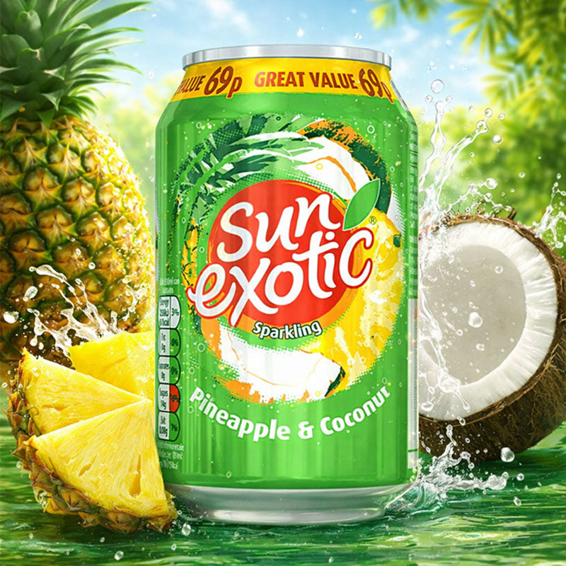 Sun Exotic Sparkling Pineapple Coconut Drink 330ml (12 & 24 Cans)