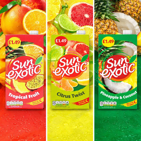 Sun Exotic 1L PMP Fruits Flavoured Soft Drinks (Box of 6 & 12 Packs)