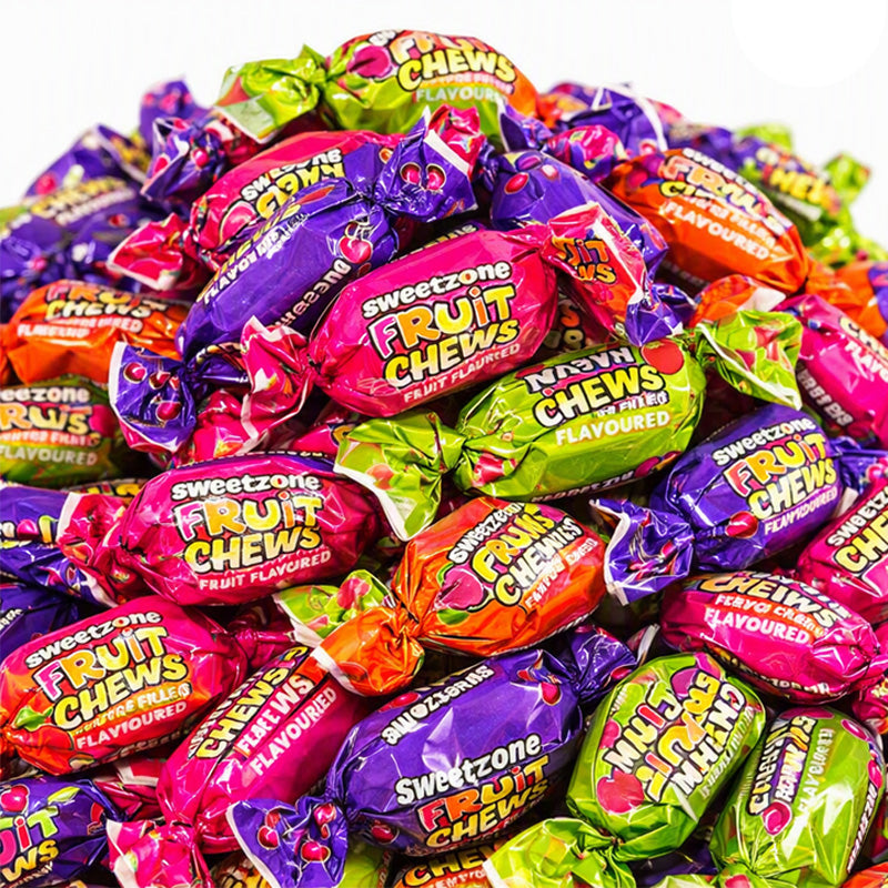 Sweetzone Fruit Chews Halal Friendly Chewy Sweets 1kg Bag Fruit Pick Mix Flavoured Candy