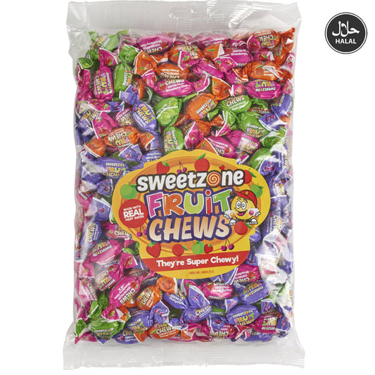 Sweetzone Fruit Chews Halal Friendly Chewy Sweets 1kg Bag Fruit Pick Mix Flavoured Candy